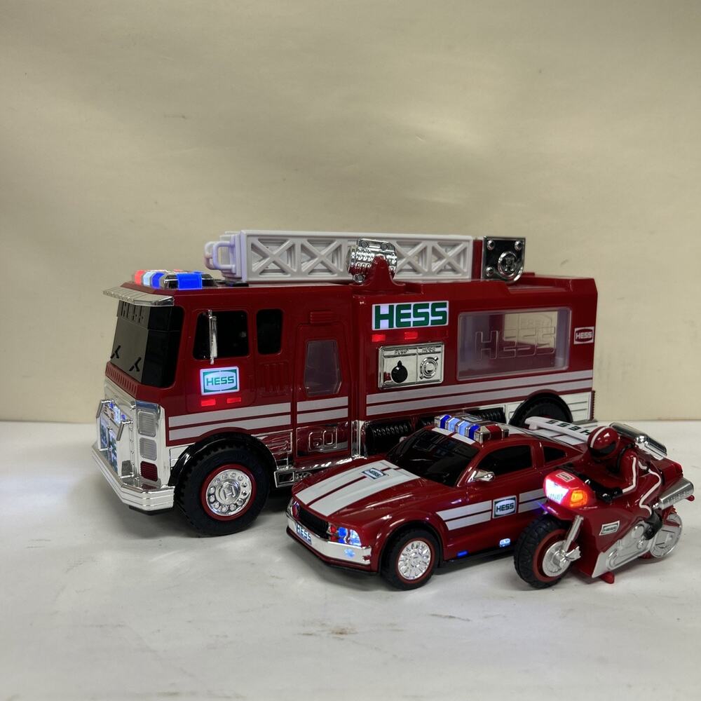 Hess Truck 2024 Fire Truck with Car and Motorcycle 60th Anniversary Edition